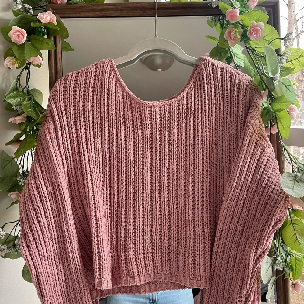 Forever 21 Knit Pink Cropped Sweater